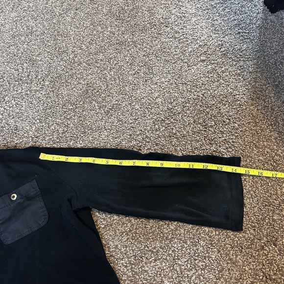 Lauren Ralph Lauren Black Cotton Henley Roll Tab Sleeve Top Gold Buttons Medium - Picture 6 of 6